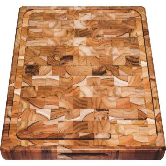 TABUA INVERTIDA DE MADEIRA TECA RETANGULAR PARA CHURASCO ENVERNIZADA TRAMONTINA