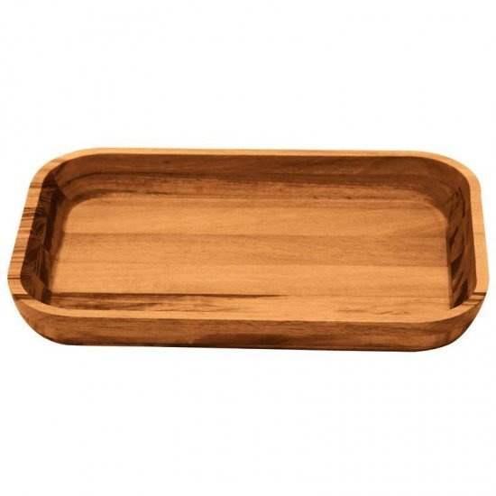 GAMELA DE MADEIRA MUIRACATIARA RETANGULAR PARA SALADA CHURRASCO ENVERNIZADA TRAMONTINA