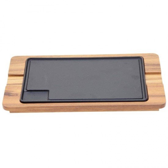 CONJUNTO DE TABUA DE MADEIRA MUIRACATIARA E GRILL DE FERRO RETN P CHURRASCO ENV 2 PEÇAS  TRAMONTINA