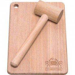CONJUNTO DE TABUA E MARTELO DE MADEIRA TAUARI RETANGULAR PARA TOC TOC DELICATE NATURAL TRAMONTINA