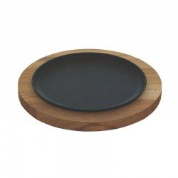 CONJUNTO DE TABUA DE MADEIRA TECA E GRILL DE FERRO REDONDO P CHURRASCO ENV 2 PEÇAS  TRAMONTINA