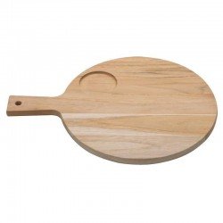 CONJ DE TABUA DE MAD TECA CIRCULAR COM ALCA E POTE DE PORCELANA P PETISCOS NATURAL 2 PC TRAMONTINA