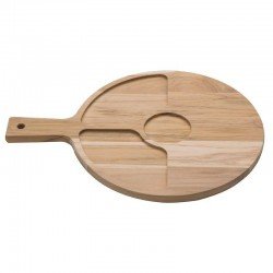 CONJ DE TABUA DE MAD TECA CIRCULAR COM ALCA E POTE DE PORCELANA P PETISCOS NATURAL 2 PC TRAMONTINA