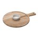 CONJ DE TABUA DE MAD TECA CIRCULAR COM ALCA E POTE DE PORCELANA P PETISCOS NATURAL 2 PC TRAMONTINA