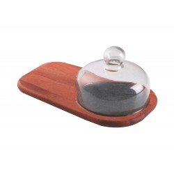 CONJUNTO DE TABUA DE MADEIRA MOGNO AFRICANO COM PEDRA SABAO RETN P QUEIJOS ENV OLEO 318MM TRAMONTINA