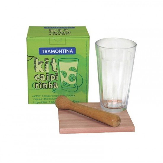 KIT CAIPIRINHA 3 PEÇAS MADEIRA MOGNO AFRICANO TRAMONTINA