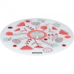 SUPORTE PARA BOLO TRAMONTINA EM VIDRO TEMPERADO BRANCO COM ESTAMPA COLORIDA 30 CM TRAMONTINA