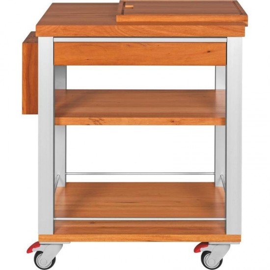 FSC CARRO DE CHURRASCO DE MADEIRA MUIRACATIARA COM LATERAIS DE ALUMINIO QUADRADO ENV TRAMONTINA