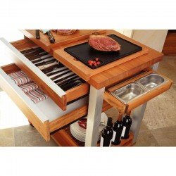 FSC CARRO DE CHURR. DE MADEIRA MUIRACATIARA COM LATERAL DE ALUMINIO E GRILL EM FERRO ENV TRAMONTINA