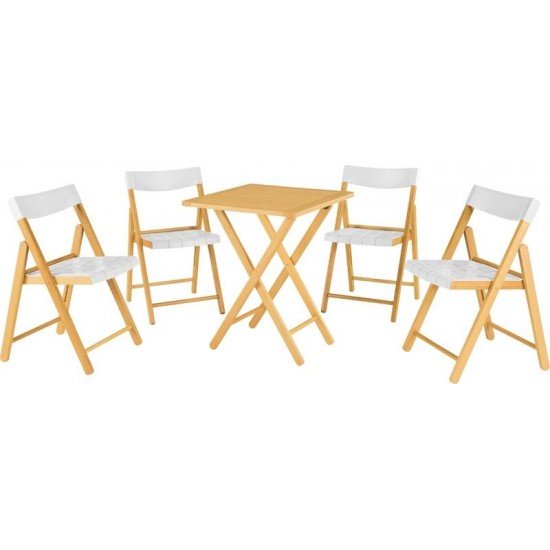 CONJ CADEIRAS MESA MADEIRA POTENZA DOBRAVEL MADEIRA TAUARIENVERN EPOLIPR BRANCO 5 PECAS TRAMONTINA