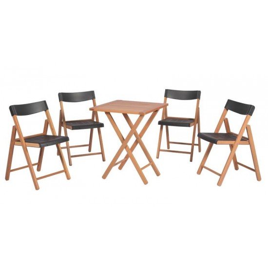 CONJ MESA E CADEIRAS POTENZA DOBRAVEL MADEIRA TAUARI ENVERNIZADA EPOLIPR GRAFITE 5 PECAS TRAMONTINA
