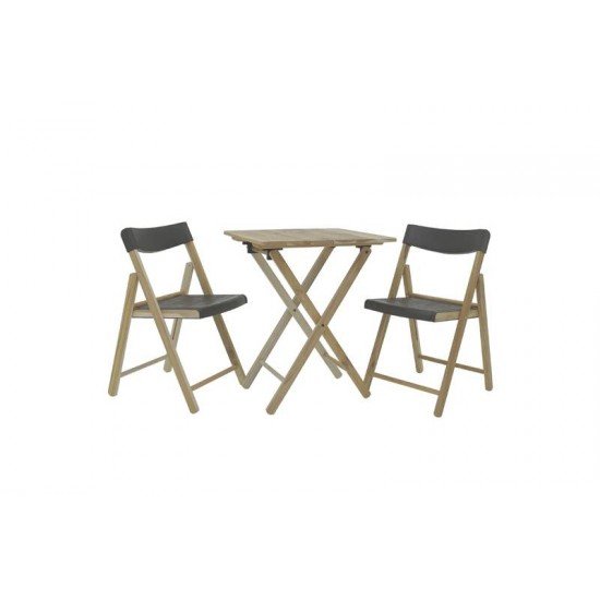CONJ CADEIRAS MESA MADEIRA POTENZA DOBRAVEL MADEIRA TECA NATURAL EPOLIPR GRAFITE 3 PECAS TRAMONTINA