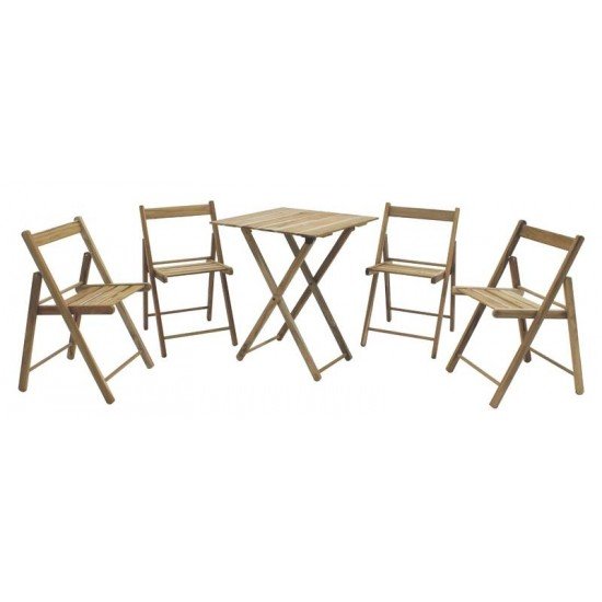 CONJUNTO MESA E CADEIRA DOBRAVEL LILLE 5 PCS TECA INCO TRAMONTINA