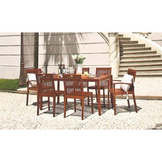 MESA RETANGULAR 6 LUGARES DE MADEIRA JATOBA NATURAL  FITT TRAMONTINA