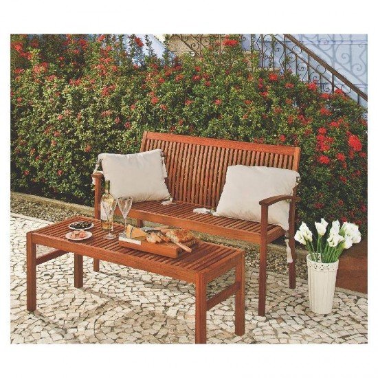 BANCO DE MADEIRA JATOBA RETANGULAR COM ENCOSTO FITT ECO BLINDAGE 3 LUGARES TRAMONTINA