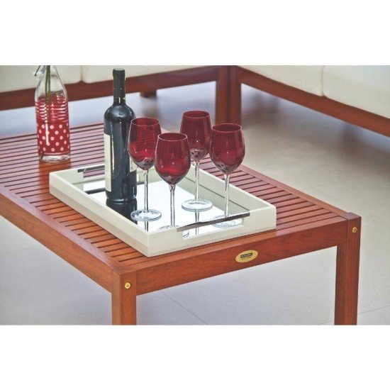MESA DE CENTRO DE MADEIRA JATOBA RETANGULAR TERRAZZO FITT ENVERNIZADO 1070X650X380MM TRAMONTINA