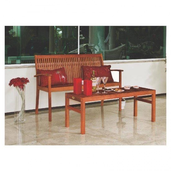 BANCO DE MADEIRA JATOBA SEM ENCOSTO 3 LUGARES TERRAZZO FITT ENVERNIZADO ECO BLINDAGE TRAMONTINA