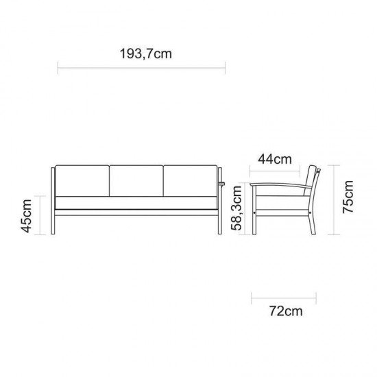 SOFA 3 LUGARES DIREITO JATOBA ECO BLINDAGE