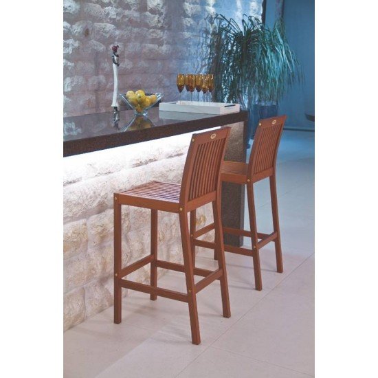 BANCO ALTO DE MADEIRA JATOBA COM ACABAMENTO NATURAL  FITT TRAMONTINA