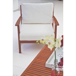 POLTRONA MADEIRA JATOBA NATURAL E ESTOFADO ACQUA BLOCK  FITT TRAMONTINA