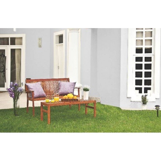 BANCO COM ENCOSTO 4 LUGARES MADEIRA JATOBA NATURAL  FITT TRAMONTINA