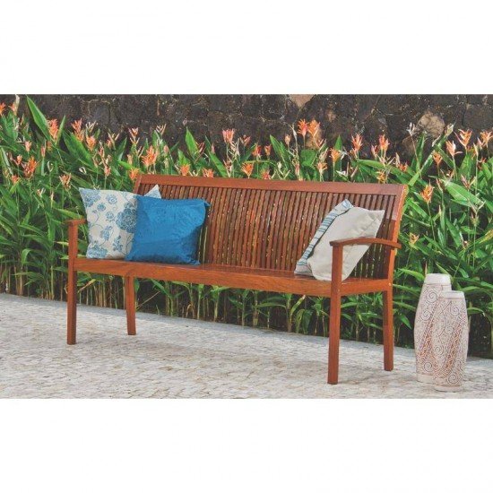 BANCO COM ENCOSTO DE MADEIRA JATOBA 4 LUGARES TERRAZZO FITT ENVERNIZADO TRAMONTINA