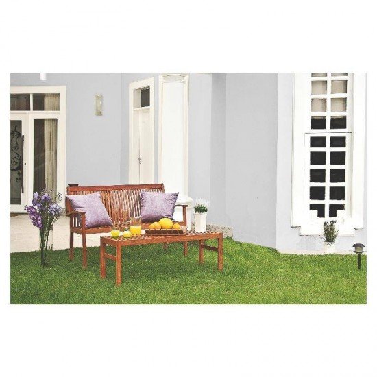 BANCO COM ENCOSTO DE MADEIRA JATOBA 4 LUGARES TERRAZZO FITT ENVERNIZADO TRAMONTINA