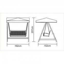 BANCO DE BALANCO COM ENCOSTO DE MADEIRA JATOBA COM TOLDO DE LONA BRAN. TERRAZZO FITT ENV. TRAMONTINA