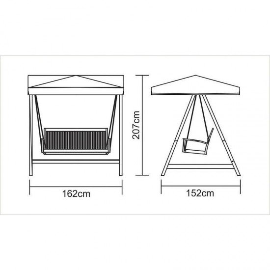 BANCO DE BALANCO COM ENCOSTO DE MADEIRA JATOBA COM TOLDO DE LONA BRAN. TERRAZZO FITT ENV. TRAMONTINA