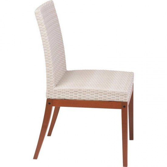 CADEIRA DE MADEIRA JATOBA COM ASSENTO E ENCOSTO EM FIBRA BEGE TERRAZZO FIBRA ENVERNIZADO TRAMONTINA