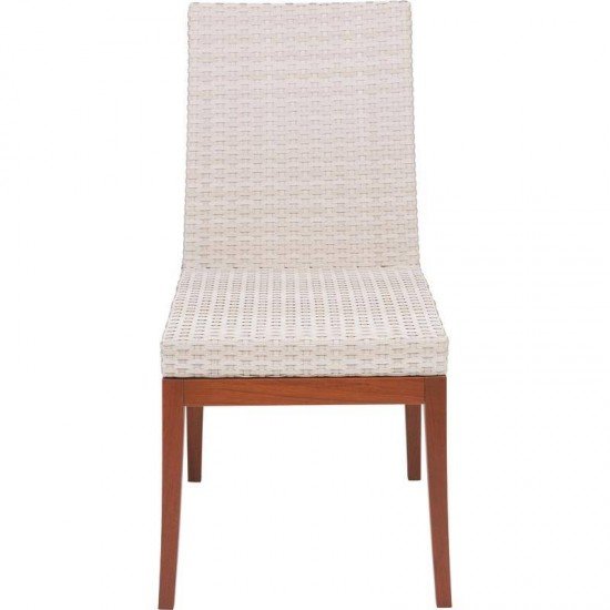 CADEIRA DE MADEIRA JATOBA COM ASSENTO E ENCOSTO EM FIBRA BEGE TERRAZZO FIBRA ENVERNIZADO TRAMONTINA