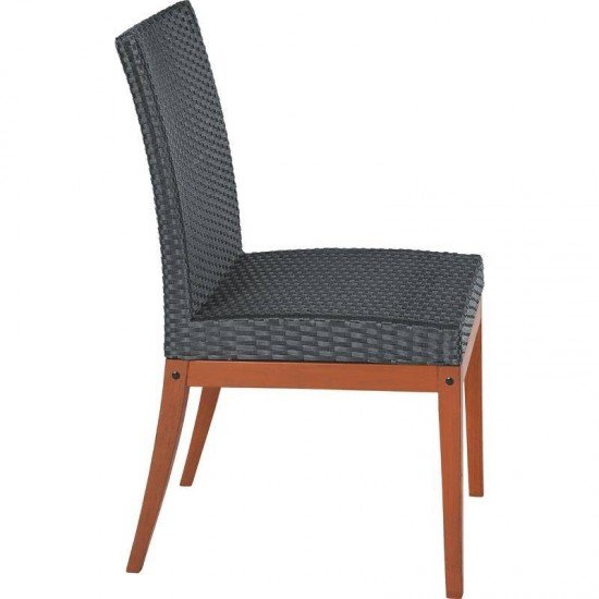 CADEIRA DE MADEIRA JATOBA COM ASSENTO E ENCOSTO EM FIBRA PRETA TERRAZZO FIBRA ENVERNIZADO TRAMONTINA