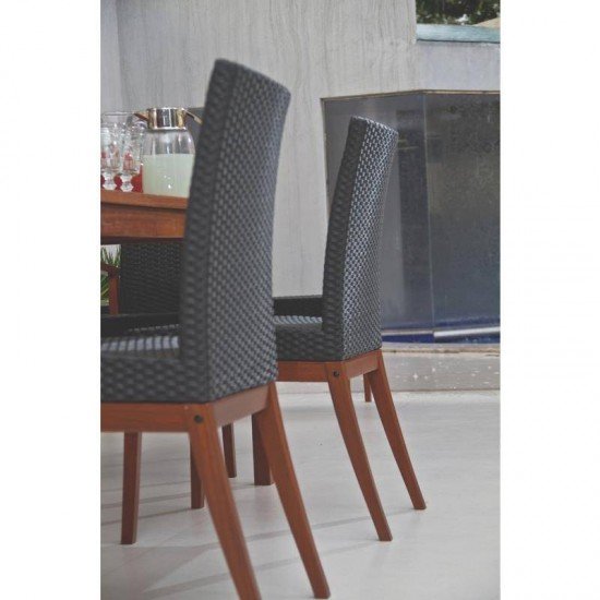 CADEIRA DE MADEIRA JATOBA COM ASSENTO E ENCOSTO EM FIBRA PRETA TERRAZZO FIBRA ENVERNIZADO TRAMONTINA