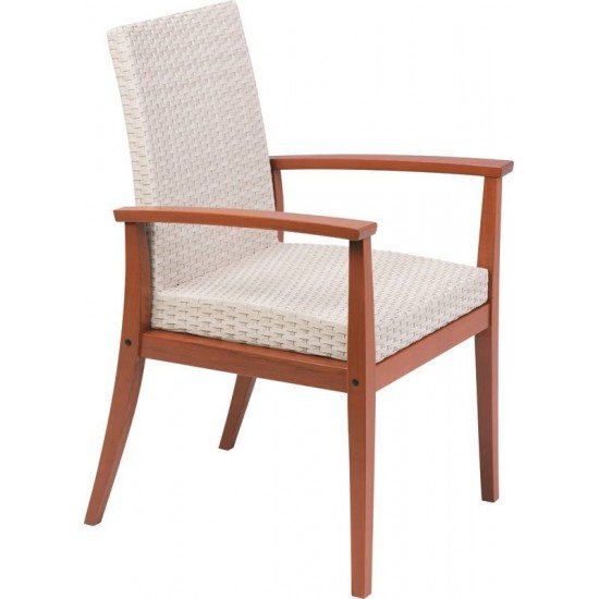 POLTRONA DE FIBRA BEGE E MADEIRA JATOBA ACABAMENTO NATURAL TRAMONTINA