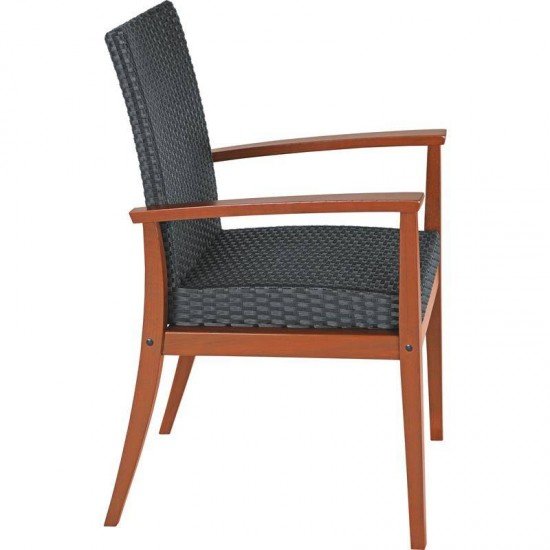 POLTRONA DE MADEIRA JATOBA COM ASSENTO E ENCOSTO EM FIBRA PRETA TERRAZZO FIBRA ENVERNIZADO