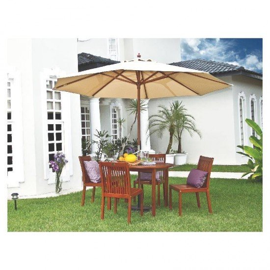 OMBRELONE COM ARMACAO EM MADEIRA E COBERTURA EM POLYESTER BEGE 3.0M TRAMONTINA