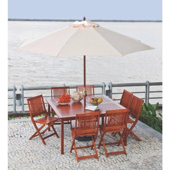 OMBRELONE COM ARMACAO EM MADEIRA E COBERTURA EM POLYESTER BEGE 3.0M TRAMONTINA