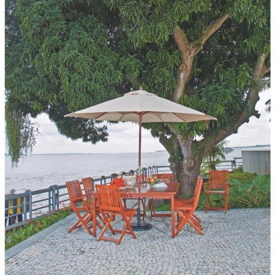 OMBRELONE COM ARMACAO EM MADEIRA E COBERTURA EM POLYESTER BEGE 3.0M TRAMONTINA