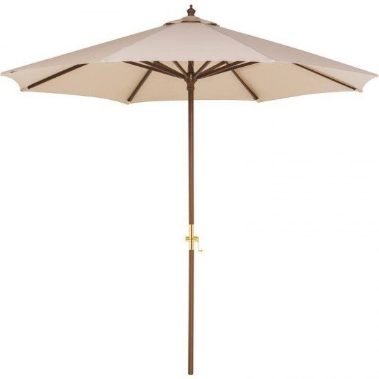 OMBRELONE TRAMONTINA EM MADEIRA E POLIESTER BEGE SEM BASE 2,7 M BEGE COM MANIVELA