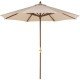 OMBRELONE TRAMONTINA EM MADEIRA E POLIESTER BEGE SEM BASE 2,7 M BEGE COM MANIVELA