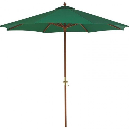 OMBRELONE TRAMONTINA EM MADEIRA E POLIESTER BEGE SEM BASE 2,7 M VERDE COM MANIVELA