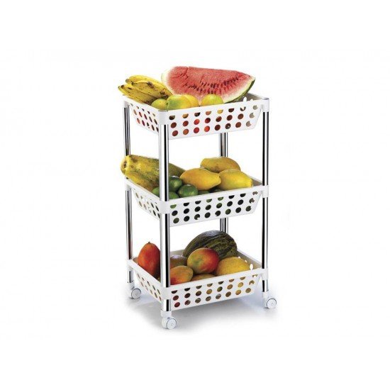 FRUTEIRA TRIPLA DESMONTAVEL COM RODIZIO TUBO CROMADO ARTHI