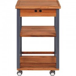 CARRO DE CHURRASCO DE MADEIRA MUIRACATIARA ENVERNIZADO COM LATERAL TINGIDA COR CINZA TRAMONTINA