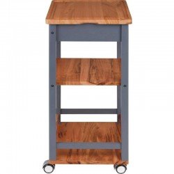 CARRO DE CHURRASCO DE MADEIRA MUIRACATIARA ENVERNIZADO COM LATERAL TINGIDA COR CINZA TRAMONTINA