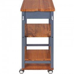 FSC CARRO DE CHURRASCO DE MADEIRA MUIRACATIARA ENVERNIZADO COM LATERAL TINGIDA COR CINZA TRAMONTINA