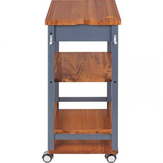 FSC CARRO DE CHURRASCO DE MADEIRA MUIRACATIARA ENVERNIZADO COM LATERAL TINGIDA COR CINZA TRAMONTINA