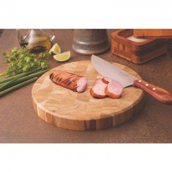 TABUA INVERTIDA DE MADEIRA TECA CIRCULAR PARA CHURASCO ENVERNIZADA 300 TRAMONTINA