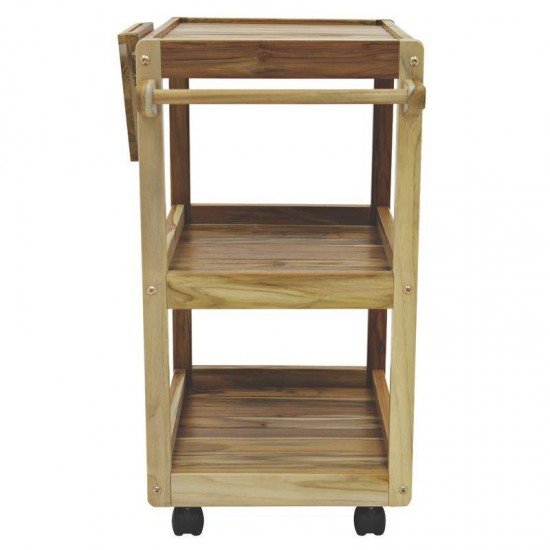 CARRO DE CHURRASCO DE MADEIRA TECA ANGULAR COM CEPO ENVERNIZADO TRAMONTINA