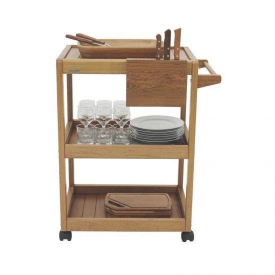 CARRO DE CHURRASCO DE MADEIRA JATOBA ANGULAR COM CEPO ENVERNIZADO TRAMONTINA