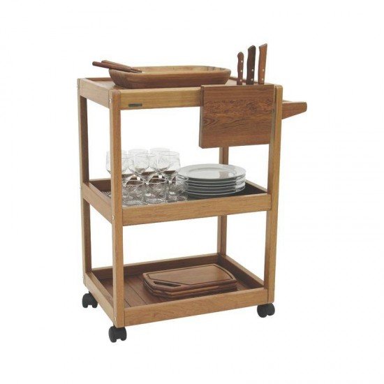 CARRO DE CHURRASCO DE MADEIRA JATOBA ANGULAR COM CEPO ENVERNIZADO TRAMONTINA